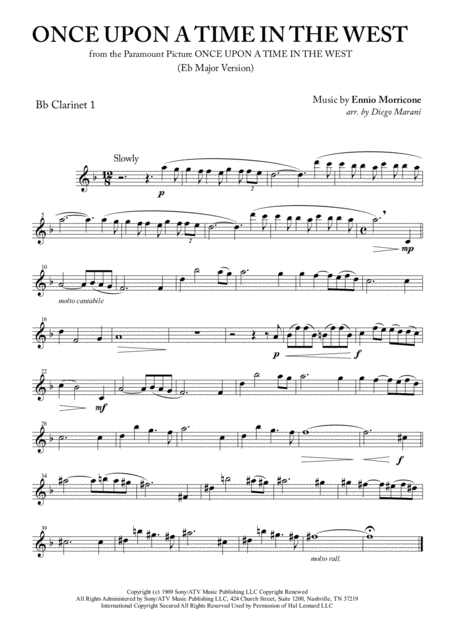 Once Upon A Time In The West For Clarinet Quartet Sheet Music