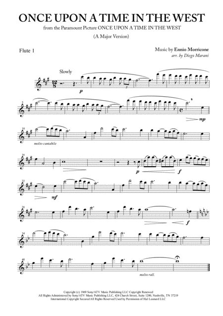 Once Upon A Time In The West For Flute Quartet Sheet Music