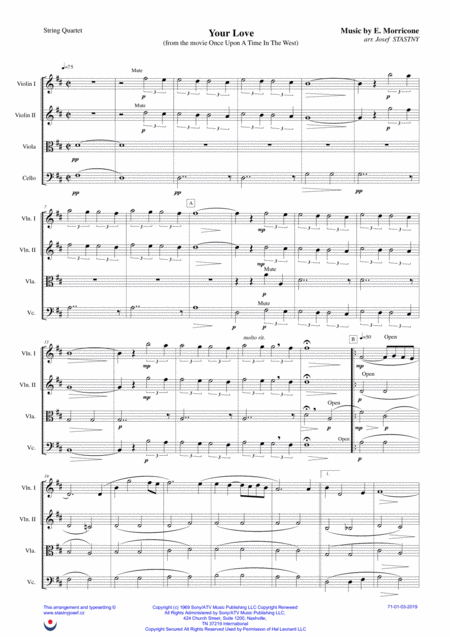 Free Sheet Music Once Upon A Time In The West Theme Your Love
