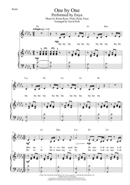 Free Sheet Music One By One