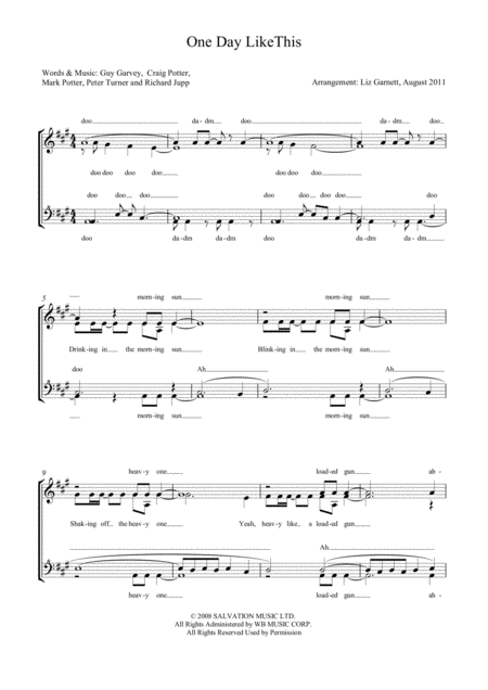 Free Sheet Music One Day Like This