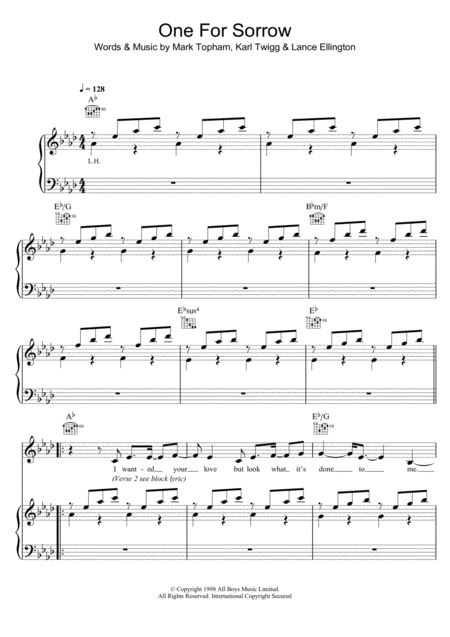 Free Sheet Music One For Sorrow