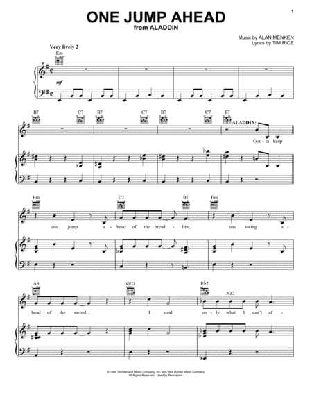 One Jump Ahead From Aladdin Sheet Music