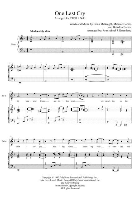 One Last Cry Sheet Music
