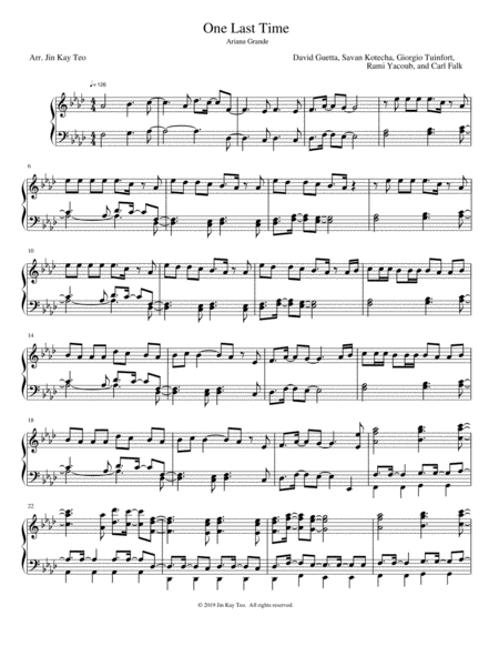 One Last Time Sheet Music