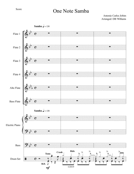 Free Sheet Music One Note Samba Flute Choir