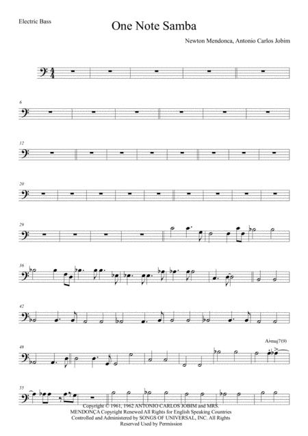 One Note Samba Samba De Uma Nota So Electric Bass Sheet Music