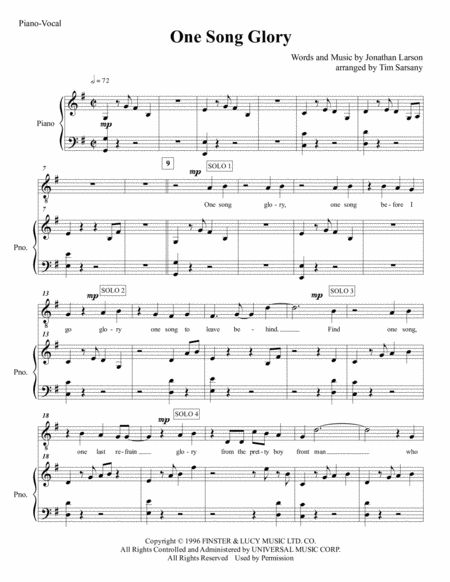 One Song Glory Sheet Music