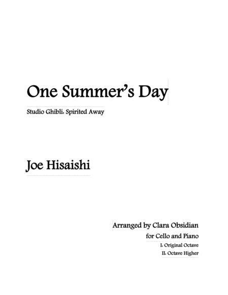 One Summer Day The Name Of Life Cello And Piano Score In 2 Octaves Both Included In Purchase Sheet Music