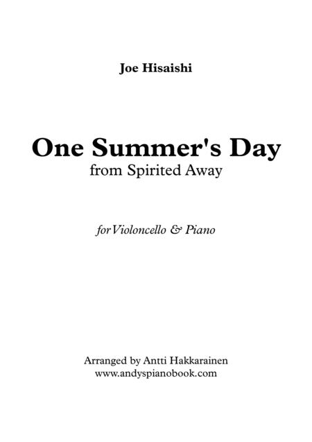 One Summers Day Cello Piano Sheet Music