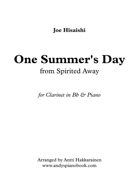 One Summers Day From Spirited Away Clarinet Piano Sheet Music