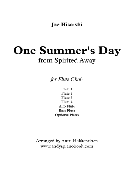 One Summers Day From Spirited Away Flute Choir Sheet Music