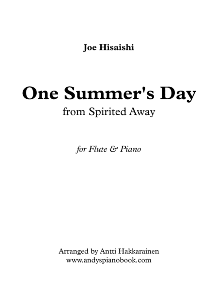 One Summers Day From Spirited Away Flute Piano Sheet Music