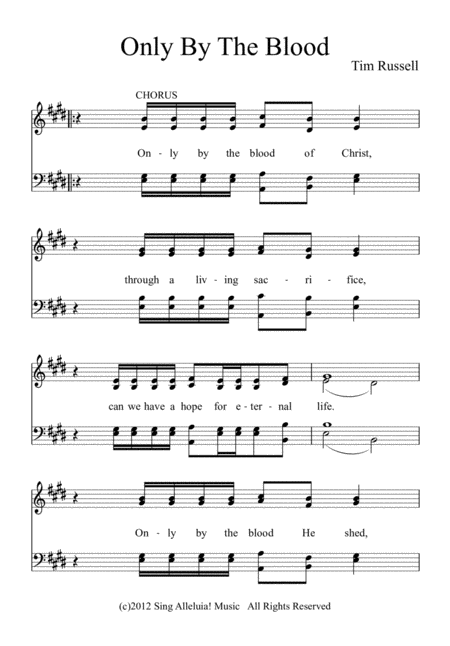 Free Sheet Music Only By The Blood
