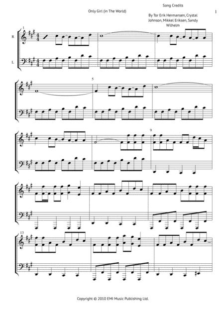 Free Sheet Music Only Girl In The World Piano Cover