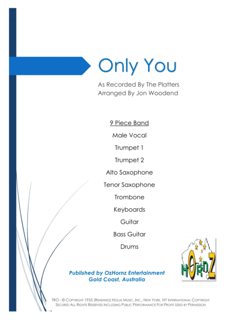 Only You And You Alone 9 Piece Band Sheet Music