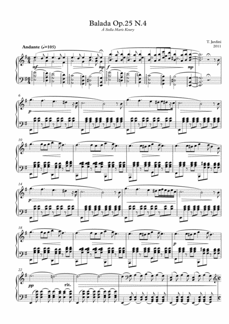Free Sheet Music Op 25 Ballade N 4 Andante E Minor