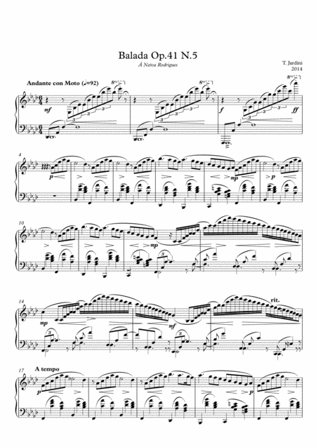 Free Sheet Music Op 41 Ballade N 5 Andante Con Moto In F Minor