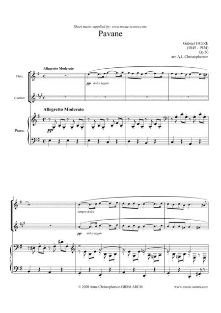 Op 50 Pavane Flute Clarinet And Piano E Minor Sheet Music