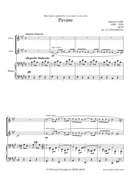 Op 50 Pavane Flute Oboe And Piano Sheet Music