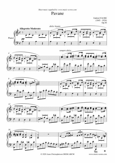 Free Sheet Music Op 50 Pavane Piano A Minor