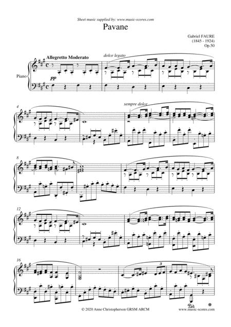 Op 50 Pavane Piano F Minor Sheet Music