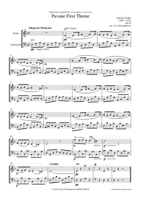 Free Sheet Music Op 50 Pavane Violin And Cello