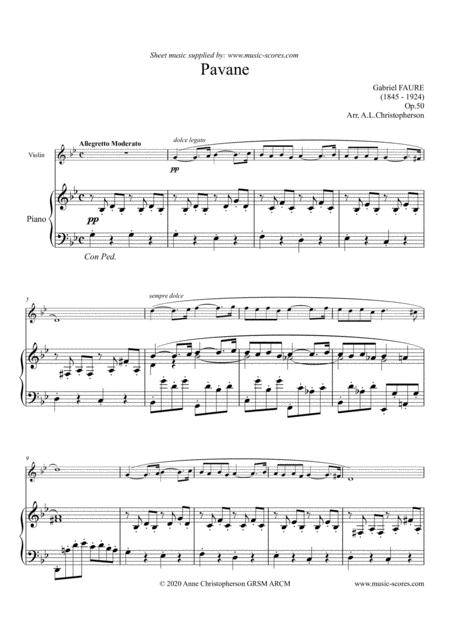 Op 50 Pavane Violin And Piano Sheet Music