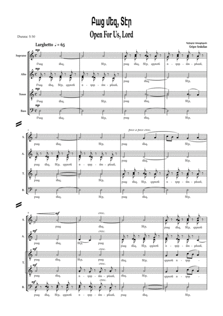 Free Sheet Music Open For Us Lord