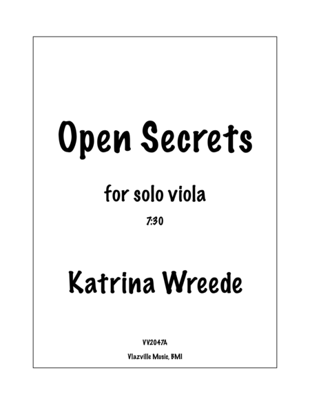 Open Secrets For Solo Viola Sheet Music