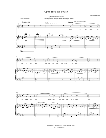 Open The Stars To Me Sheet Music