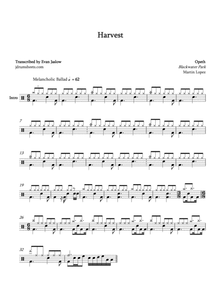 Opeth Harvest Sheet Music