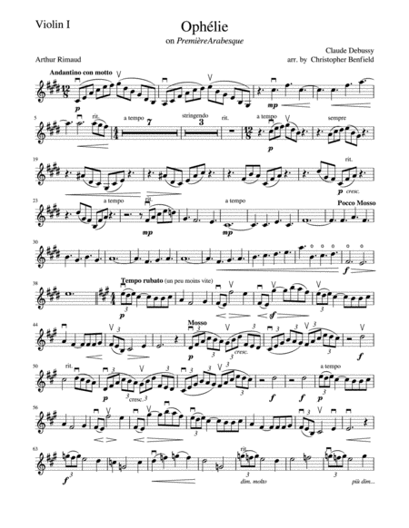 Free Sheet Music Ophlie String Parts