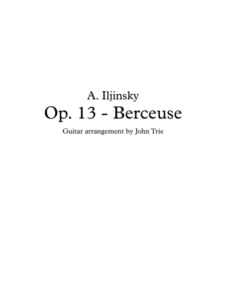 Opus 13 Berceuse Tab Sheet Music