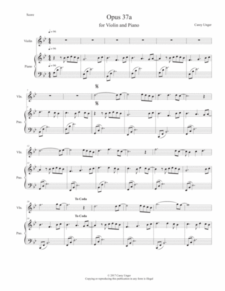 Free Sheet Music Opus 37a For Violin And Piano