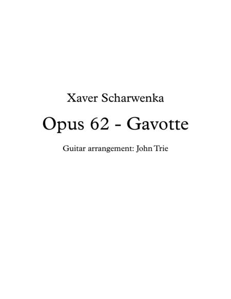 Free Sheet Music Opus 62 Gavotte Tab