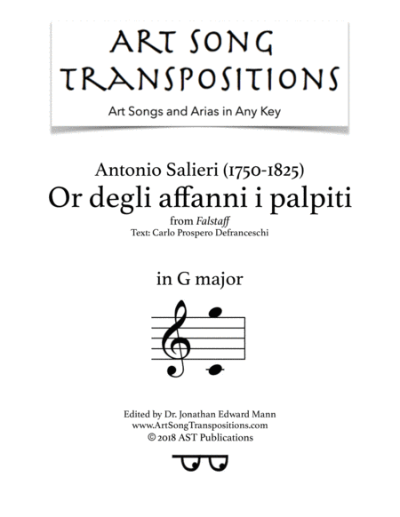 Or Degli Affanni I Palpiti G Major Sheet Music