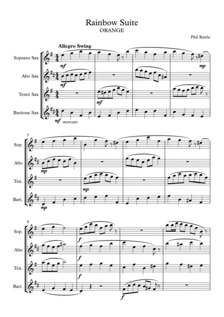 Orange From Rainbow Suite Saxophone Quartet Sheet Music