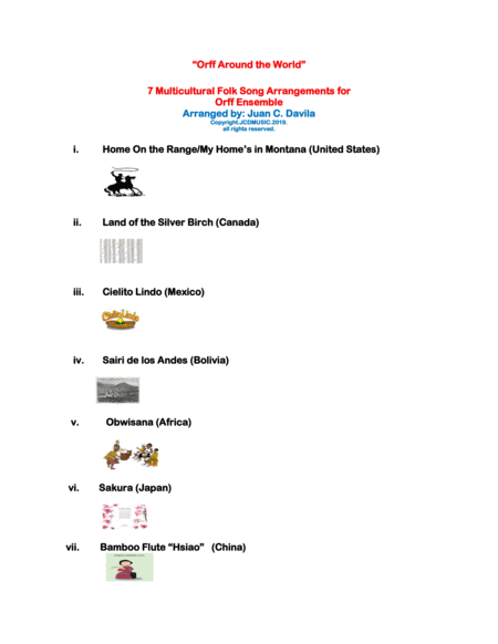 Orff Around The World Folk Songs For Orff Ensemble Sheet Music