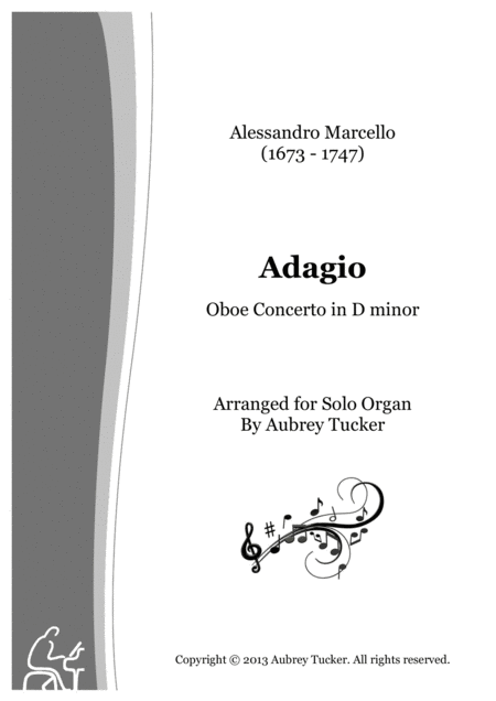 Organ Adagio Oboe Concerto In D Minor Alessandro Marcello Sheet Music