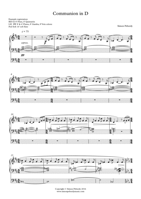 Organ Communion In D Sheet Music