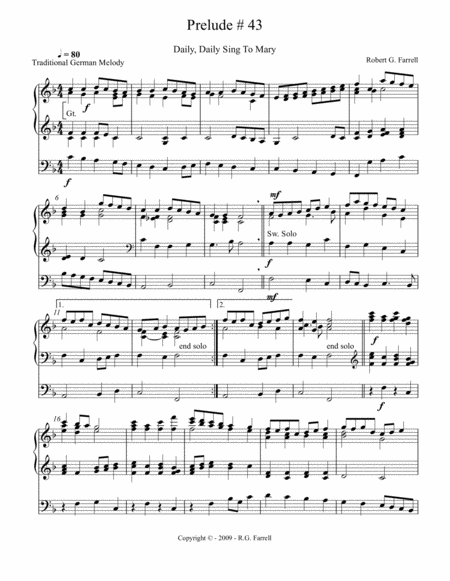 Free Sheet Music Organ Prelude 43