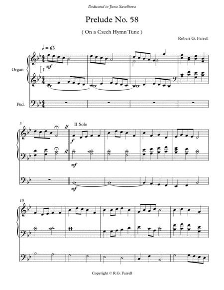 Free Sheet Music Organ Prelude 58