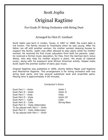 Original Ragtime Sheet Music