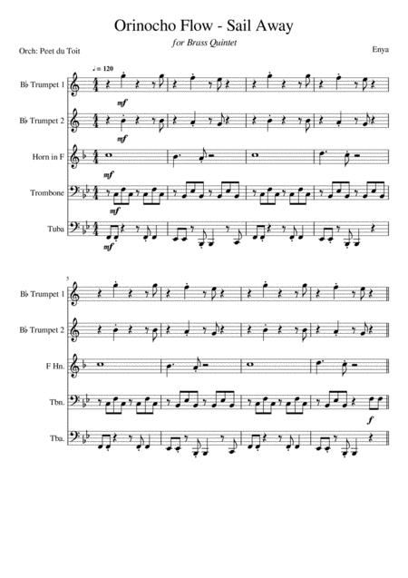 Orinoco Flow Sail Away Enya Brass Quintet Sheet Music