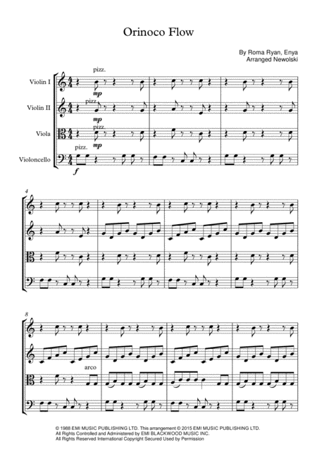 Orinoco Flow String Quartet Score And Parts Sheet Music