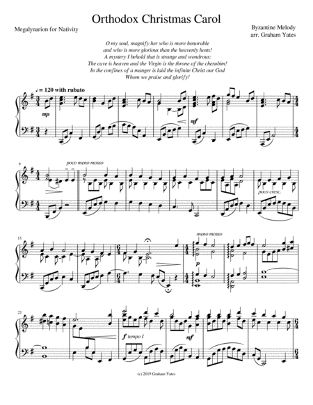 Orthodox Christmas Carol Sheet Music