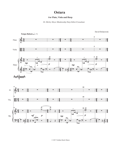 Free Sheet Music Ostara For Flute Viola And Harp