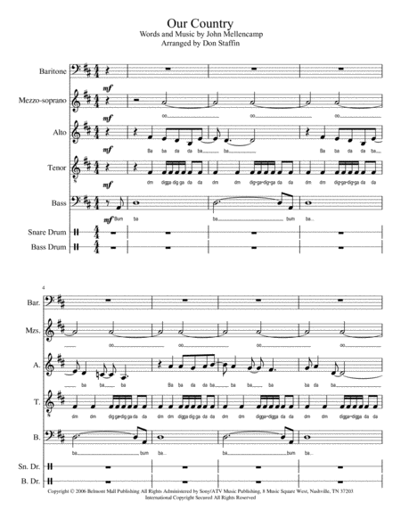 Our Country Satb A Cappella Sheet Music