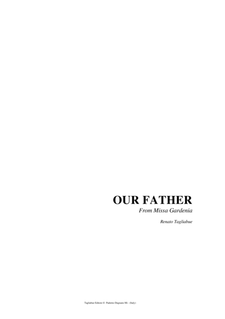 Free Sheet Music Our Father Tagliabue From Missa Gardenia For Sa Choir And Organ